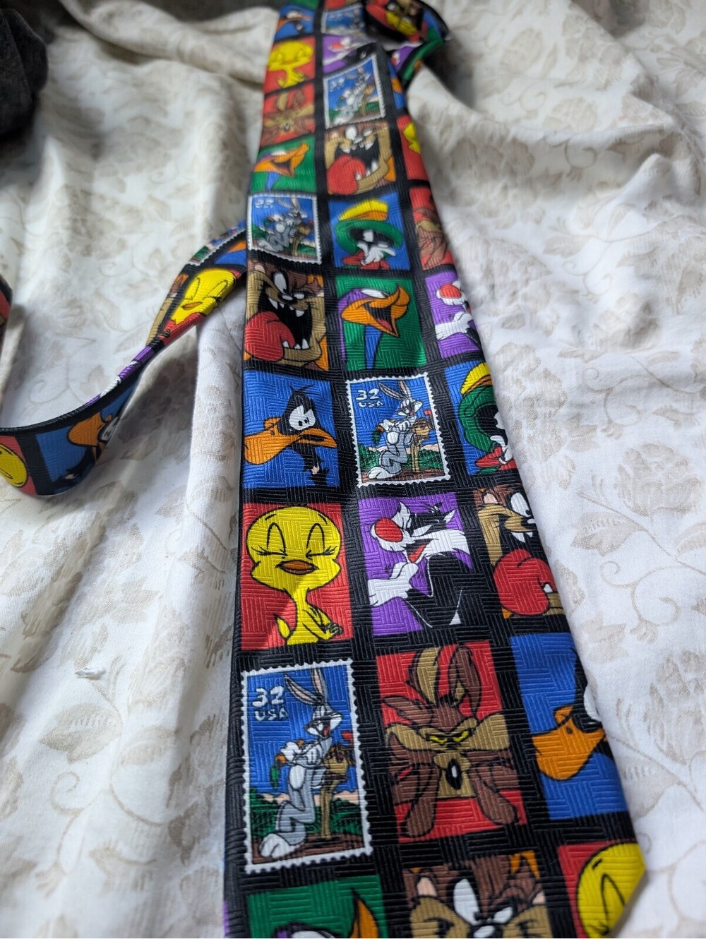 Looney Tunes Stamp Collection Novelty Tie featuring Classic Characters